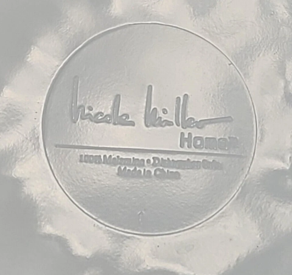 Juego de 3 Platos de Melamina Floral Nicole Miller Azul Blanco Verde 9" Primavera Verano Foto 2 de 2