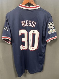 Lionel Messi Signed 2021 22 Paris Saint Germain Home Soccer Jersey AUTO BAS Sz L