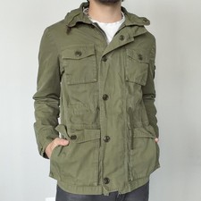 Vintage J.Crew Military Jacket Small Green Hooded Canvas Field Coat NX-631