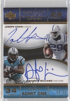 2007 Exquisite Collection 25/30 Joseph Addai DeAngelo Williams #TIX-AW Auto h3a