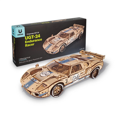 UGEARS UGT-24 Ausdauer-Rennwagen 3D Puzzle - 1:12 Maßstab Mechanischer Holzmodel