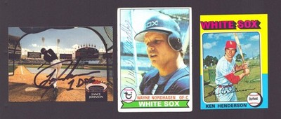 KEN HENDERSON WAYNE NORDHAGEN LANCE JOHNSON AUTOGRAPH SIGNED WHITE SOX LOT OF 3