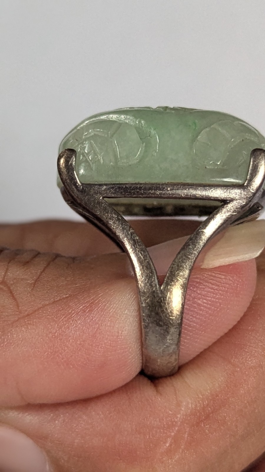 Natural Jade Ring With Silver - image 2