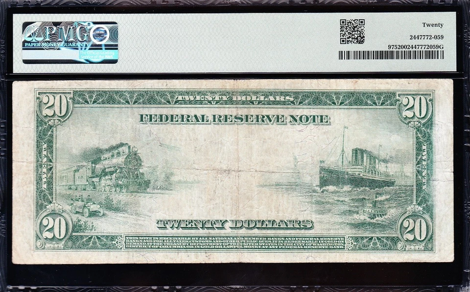 VERY NICE Bold & Crisp VF 1914 $20 PHILADELPHIA Federal Reserve Note! PMG 20! - Image 3 of 3