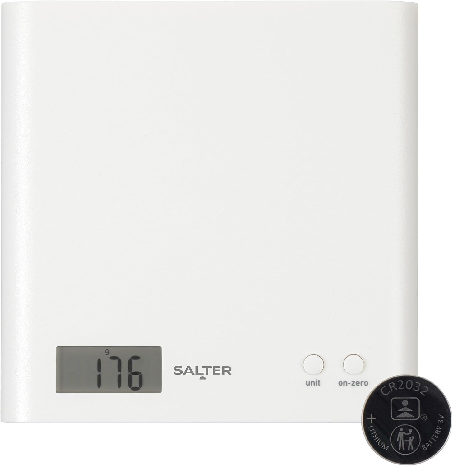Salter Arc Platform Kitchen Scale - White - 3kg Capacity - Add & Weigh Function - LCD Display - Image 3
