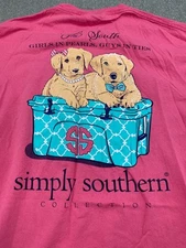 Simply Southern Long Sleeve TShirt L Pink The South Girls in Pearls Guys in Ties