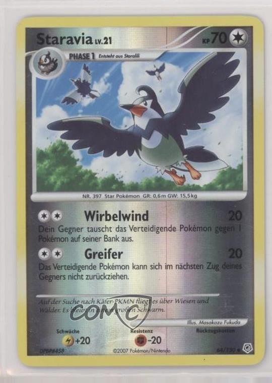 Staravia German Reverse Foil Pokémon Diamond & Pearl Base Set #64 2007