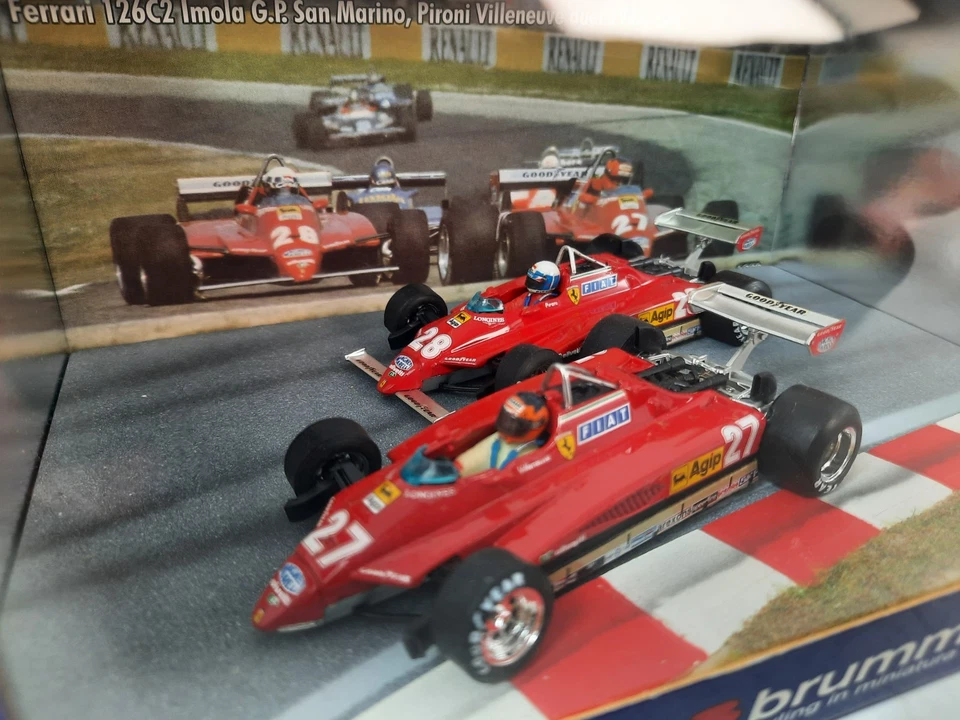 Brumm Ferrari 126 C2 #27 Villeneuve + #28 Pironi DUEL Imola 1982 1/43 AS28 - Immagine 2 di 3