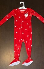 Carter's Just One You Girls Christmas Santa/Snowflake Footed Pajamas