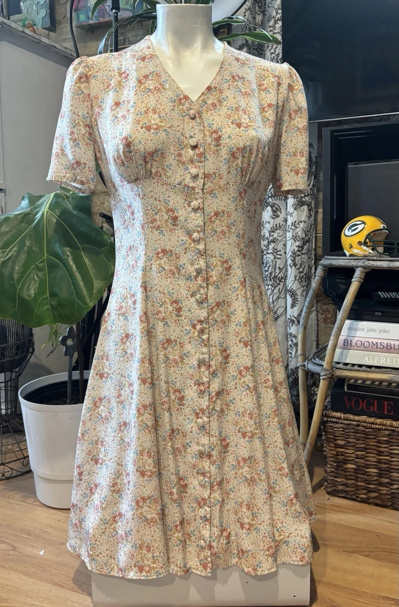 chinese dress ladies Vintage Peony Floral Pink Laura Ashley Dress