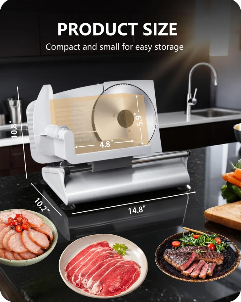 Машина для нарезки мяса для дома - 200 Вт электрическая нарезка продуктов с 2 съемными 7,5... - Изображение 2 из 4