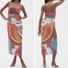 NWT Anthropologie Square-Neck Halter Mesh Midi Dress, Size XL