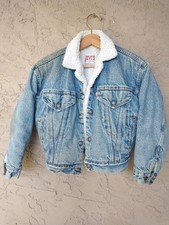 Vintage Levi's Jean Jacket YouthSherpa Lined Made USA Worn Look 4 Pockets