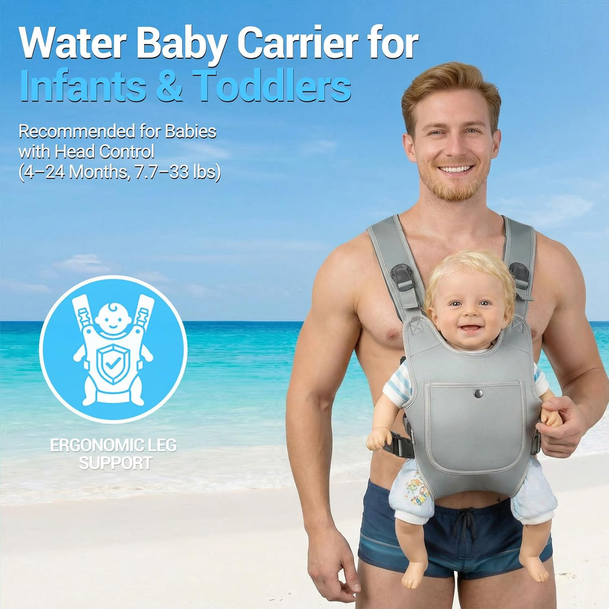 Neoprene Baby Carrier for Pool & Beach, Adjustable, Lightweight