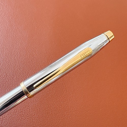 CROSS Century II Medalist Ballpoint Pen Chrome w/ Gold Trim Japan Import - Afbeelding 1 van 11