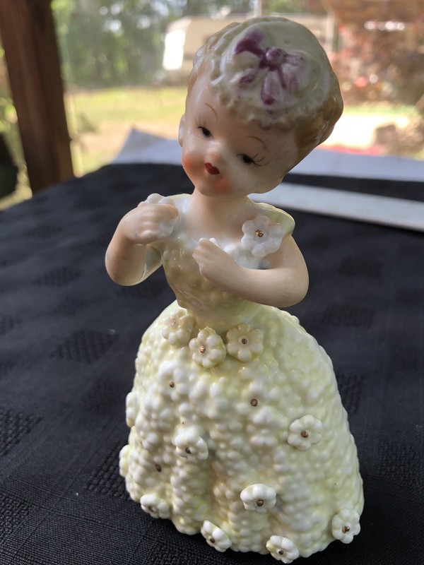 Vtg Lenwile Arden Lady Girl Figurine Emboss Flower Dress Japan Like Napco/Lefton