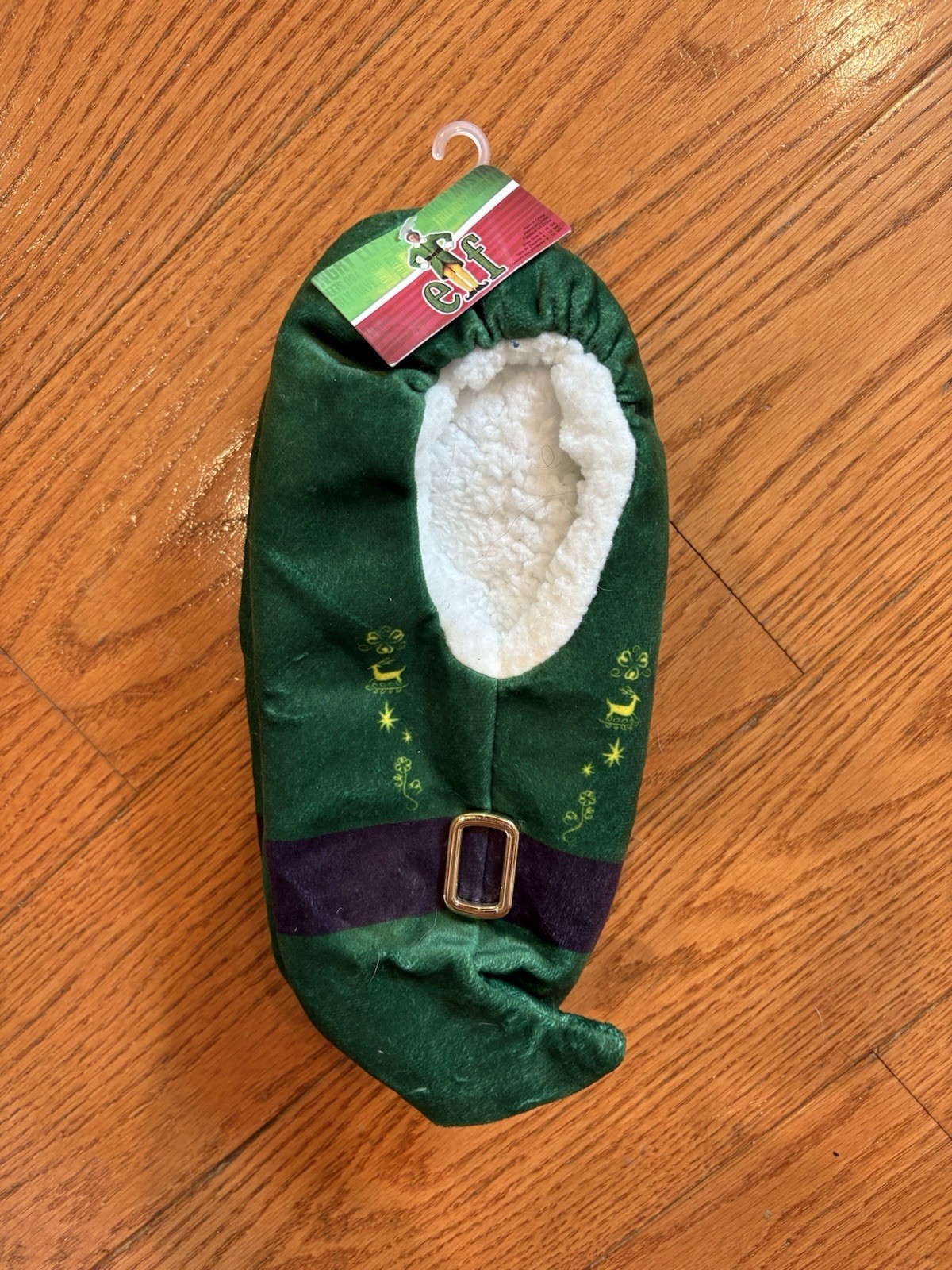 PANTOFOLA D’ORO Pantofole natalizie film elfo foderate sfocate nuove con etichetta