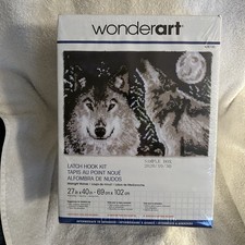 Wonderart Latch Hook Kit Midnight Wolves 27 Inch X 40 Inch New Sealed 426130