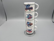 Disney 4-3 oz Cups of "Stitch" Stackable Tower Multicolor Metal Stand 249 