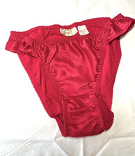 Victoria s Secret Vintage Gold Label RED Bikini Satin Wet Panty SMALL Flutter