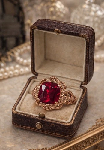 Vintage-Inspired Rose Gold Filigree Ruby Ring – Size 11