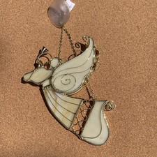 Stained Glass Angel holding French Horn Sun Catcher 7  Tall