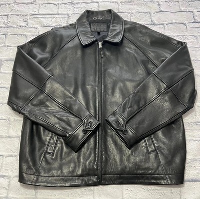 Golden Bear Men's Leather Jacket XXL Bomber Black Collar Full Zip