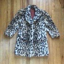 Vintage Cheetah Faux Fur Long Coat Made in USA 70s Women Sz -S/M