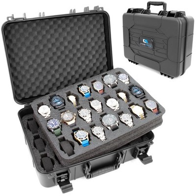 Casematix 42 Slot Watch Box Display Case   Travel Watch Storage with Foam Insert