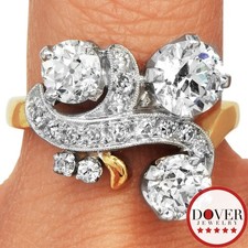 Vintage 2.47ct Diamond 18K Gold Two Tone Swirl Band Ring 7.3 Grams NR