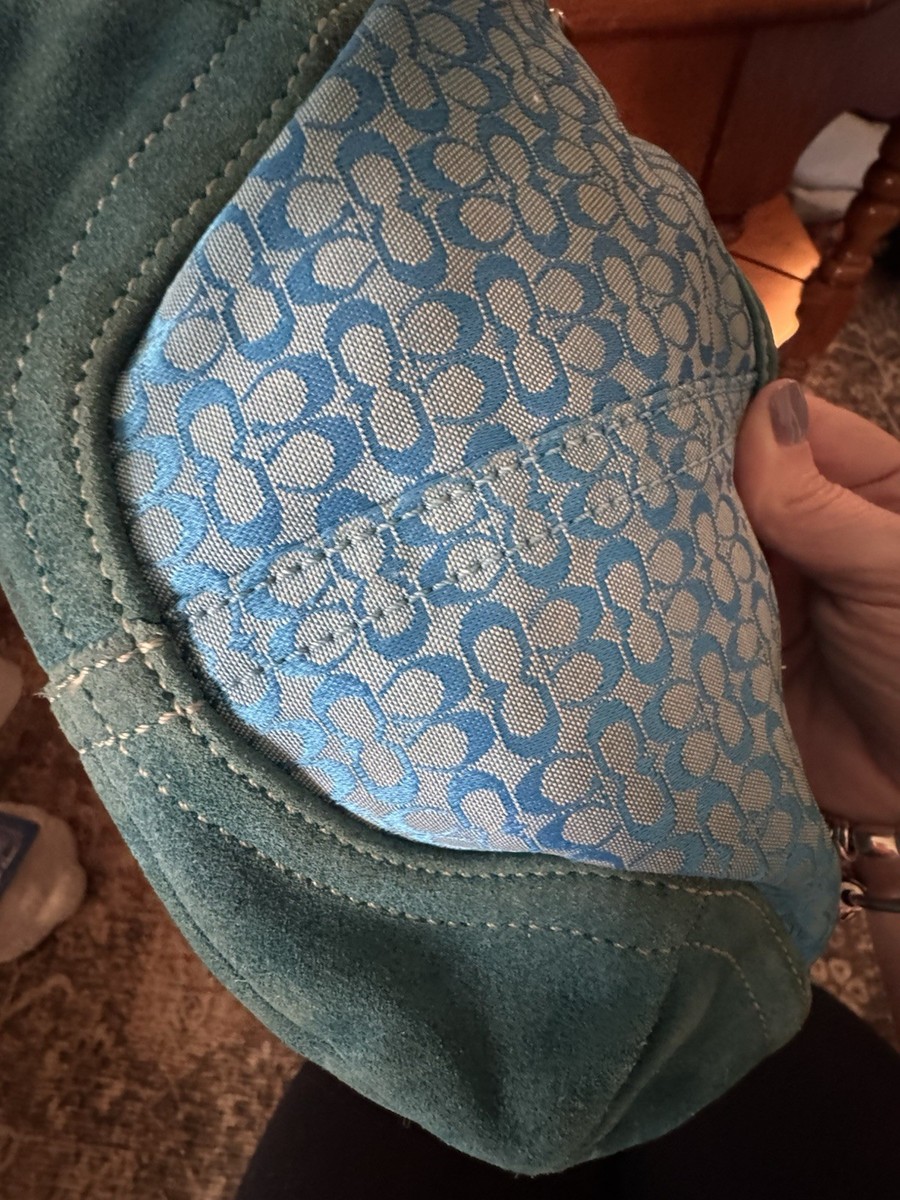Rare Vintage Coach Purse Blue Soho Mini Hobo Crescent Shoulder Bag