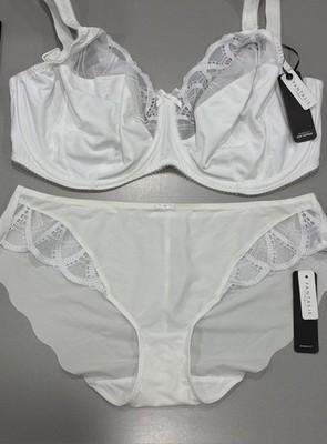 Fantasie Alex UK 34J ungepolsterter Bügel-BH Vollschale & XL Slip weiß
