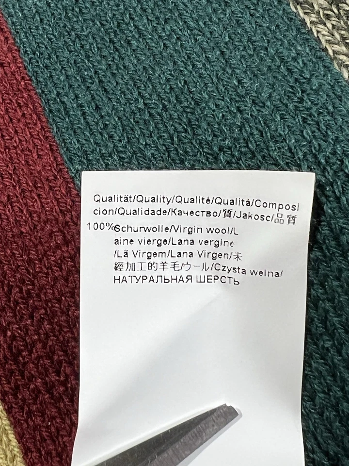 Bufanda tejida acanalada 100 % lana virgen Hugo Boss con rayas vintage Foto 4 de 4