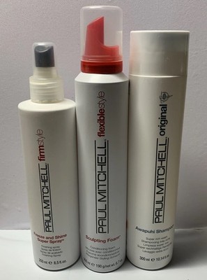 Lot Paul Mitchell Sculpting Foam Awapuhi Shampoo Freeze And Shine Super Spray
