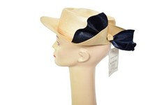Strohhut Matrose creme und schwarz Kangol Neu mit Etikett Vintage 80er