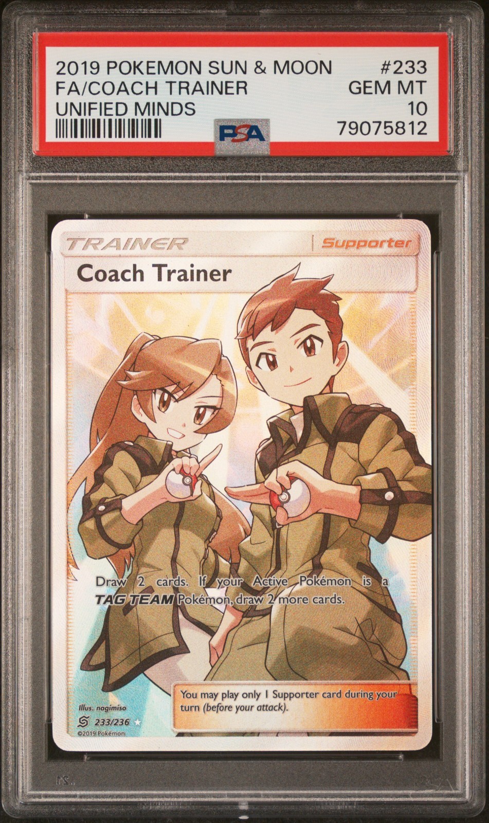 COACH TRAINER #233 PSA 10 • 2019 Sun & Moon Unified Minds Full Art 233/236
