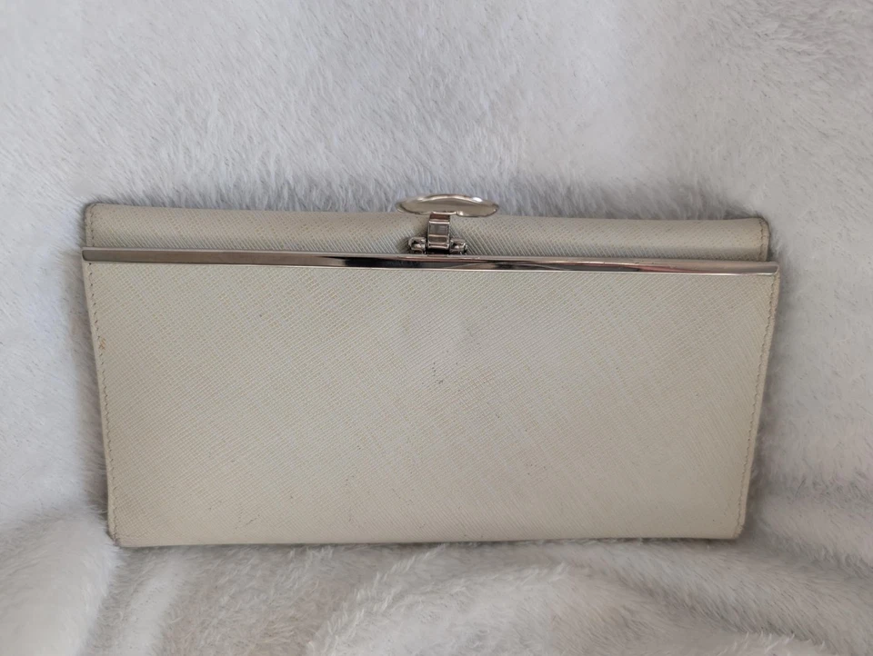 Authentic Salvatore Ferragamo White Leather Gancini Organizer - Image 2 of 4
