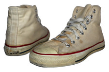 VINTAGE CONVERSE CHUCK TAYLOR WHITE HIGH TOP 70s 80s SIZE 8 ALL STAR MADE IN USA