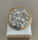 Vintage Style Brazilian Petalite Art Deco Ring 925 Silver & 18K Vermeil Size 8