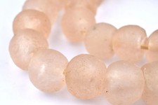 Rose Recycled Glass Beads 18mm Ghana African Sea Glass Pink Round Large Hole