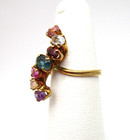 18K 750 Solid Gold Semiprecious Gemstone Cluster Ring Size 4.75 3.5 Gr [R394] — photo 2