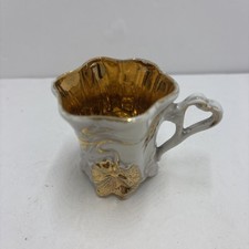 Vintage Porcelain Demitasse Gold-gilt Raised Floral Cup Signed