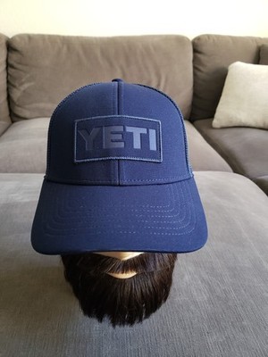 YETI Navy Blue Premium Trucker Cap Snapback Mesh Hat One Size Adjustable EXCELLE