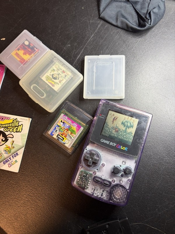Nintendo Game Boy Color Atomic Purple CGB-001 Handheld Console Bundle Tested