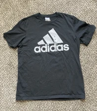 Adidas T-Shirt Men's Large Black/White Essentials Single Jersey Big Logo Tee NEW