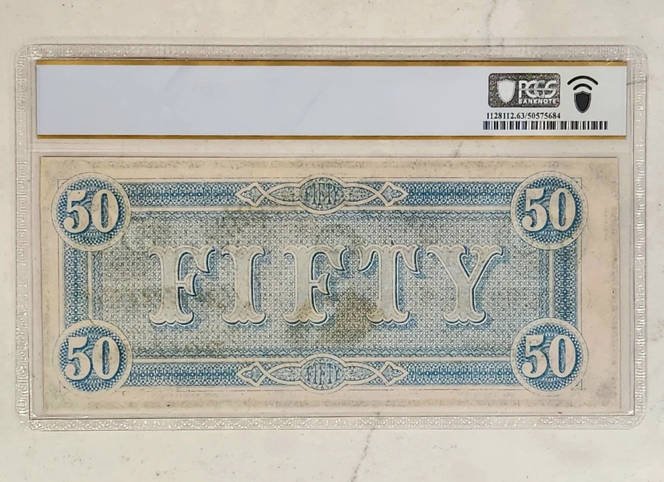 $50 Confederate 1864 US Civil-War T-66 PF-12 CR-496 PCGS 63 CSA Note - Image 2 of 2