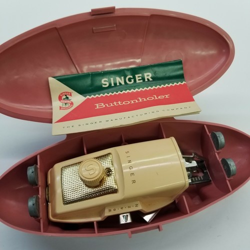 Juego de ojales vintage Singer retro rosa carcasa 5 plantillas antiguas - Imagen 3 de 11