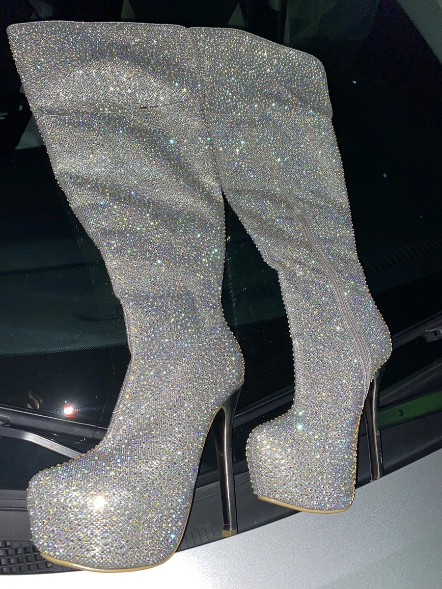 Rhinestone platform boots 2025