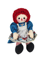Vintage Preloved Raggedy Ann  Andy Collectible Plush Doll Ragdoll Red Yarn Hair