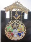 14K Solid Gold Diamond Freemasonry Masonic Enamel Pin Pendant Medal Golden Chain